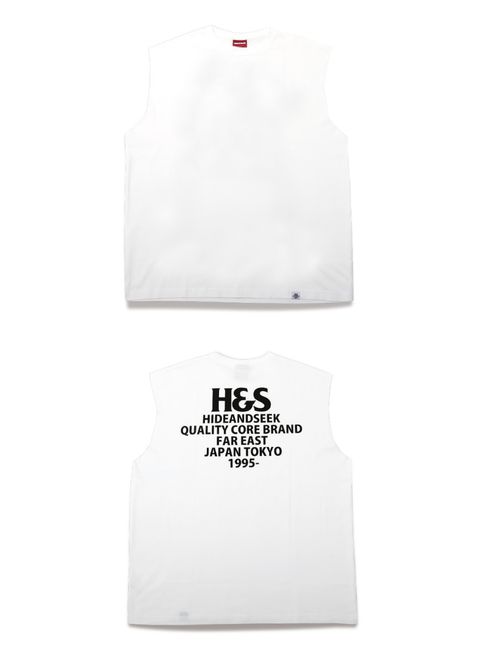 H&S Logo Sleeveless Tee (BigSilhouette) (WHITE) / カットオフ ノースリーブ Tシャツ