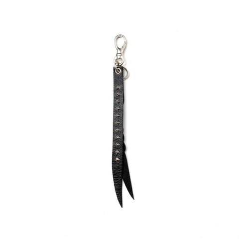 STUDS & KNITTING LEATHER SHORT KEY RING ＜TYPE B＞ (BLACK) / スタッズ レザー キーリング