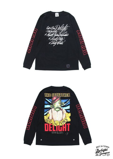 PRINT L/S TEE (BLACK) / CAFE&BAR DELIGHT コラボロンT