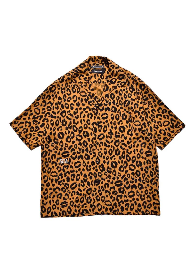 【ラスト1点】×WDS Lips Leopard Print Open Collar SH (BRT) / ウィンダンシー コラボ レオパードリップ シャツ / セットアップ可能
