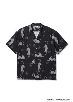 ×MIHO MURAKAMI PANTHER DOT PATTERN SH (DARK NAVY) / ×MIHO MURAKAMI コラボ レーヨン オープンカラー シャツ