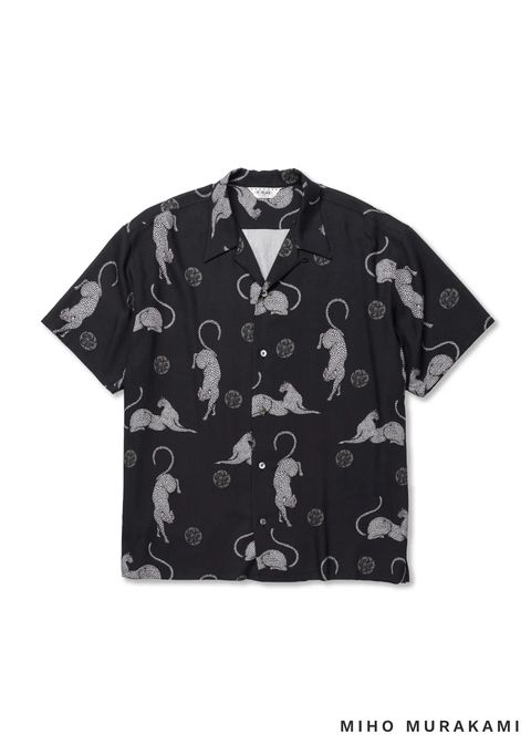 ×MIHO MURAKAMI PANTHER DOT PATTERN SH (DARK NAVY) / ×MIHO MURAKAMI コラボ レーヨン オープンカラー シャツ