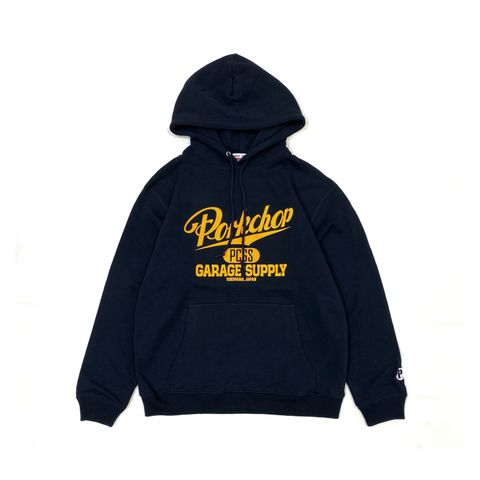 SCRIPT COLLEGE HOODIE (NAVY) / カレッジロゴ スウェットパーカー
