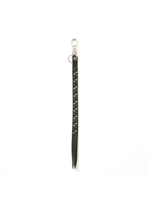 ROUND & PYRAMID STUDS LEATHER LONG KEY RING (BLACK) / スタッズ レザー キーリング ロング バージョン