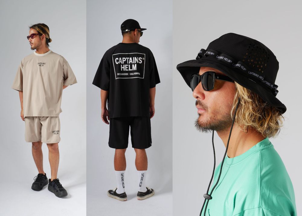 CAPTAINS HELM 新作販売告知 / セットアップでも着用可能なサーフTee&ショーツやサファリハット
