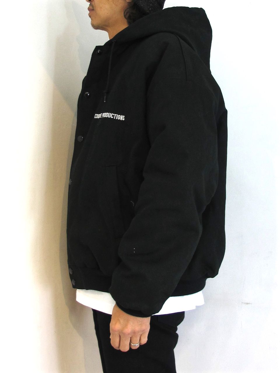 COOTIE PRODUCTIONS - OX HOODIE BLOUSON (BLACK/WHITE) / ロゴ刺繍