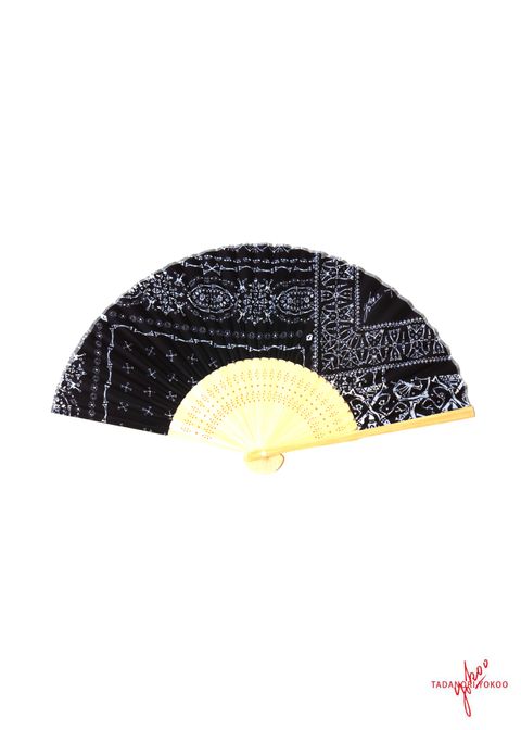 髑髏 bandana 扇子 (BLACK) / ×横尾忠則 髑髏バンダナ柄 コラボ 扇子
