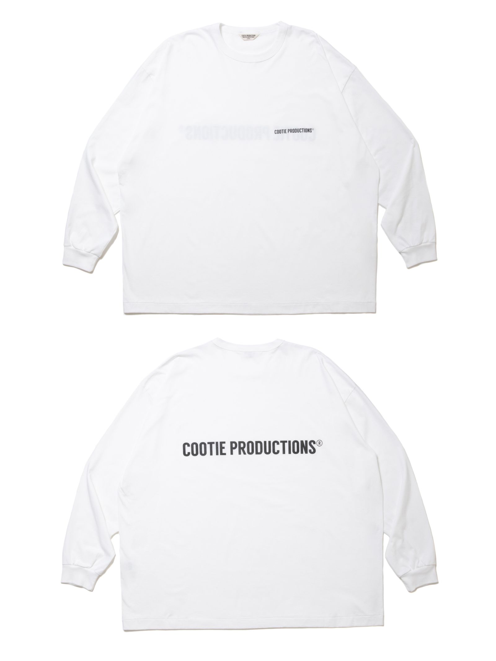 COOTIE PRODUCTIONS - Print Oversized L/S Tee (WHITE) / ロゴ