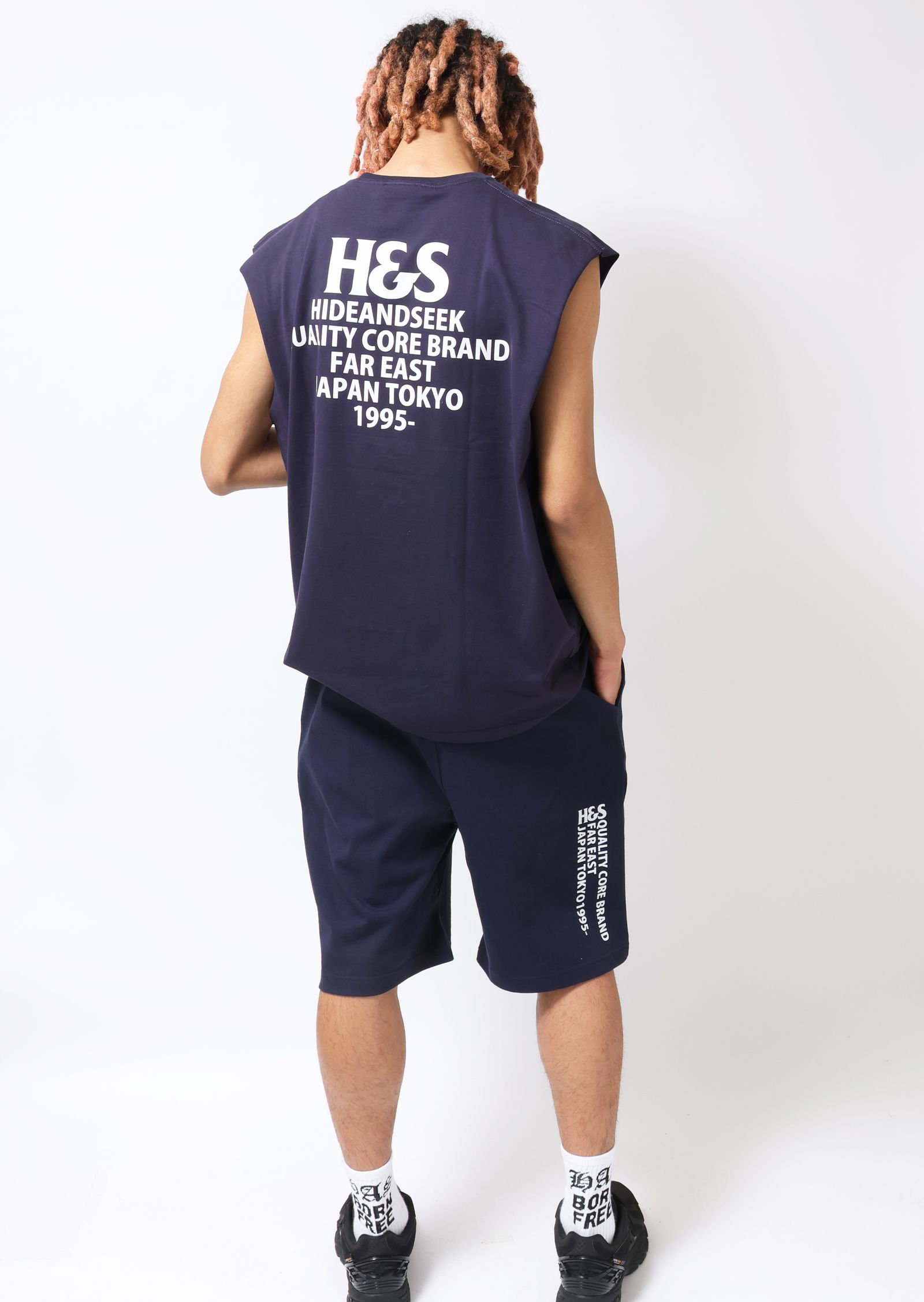 関税送料込【HUMAN MADE】パイルショーツ☆ネイビー 無地 ロゴ HIDE AND SEEK - 【ラスト1点】H&S Logo Short (NAVY) / ロゴ