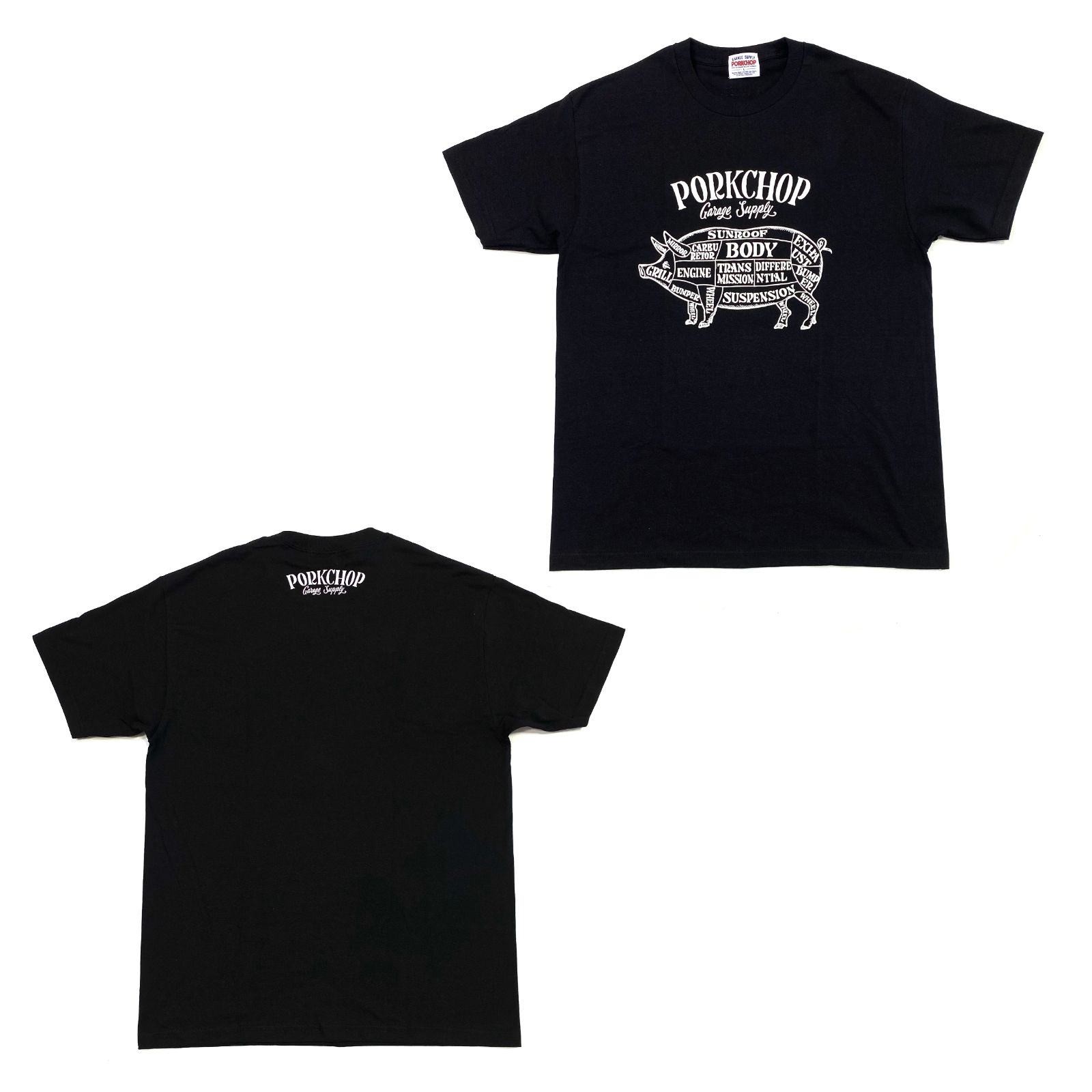 PORKCHOP 黒 Tシャツ PORKCHOP GARAGE SUPPLY - PORK FRONT TEE 25 (BLACK) / ポーク