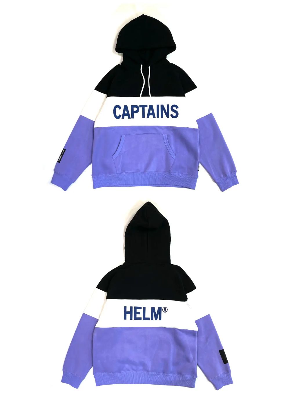 【ラスト1点】TM LOGO SWITCH HOODIE (BLACK×WHITE×LAVENDER) / 配色切り替え スウェットパーカー
