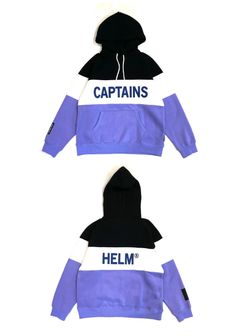 【ラスト1点】TM LOGO SWITCH HOODIE (BLACK×WHITE×LAVENDER) / 配色切り替え スウェットパーカー