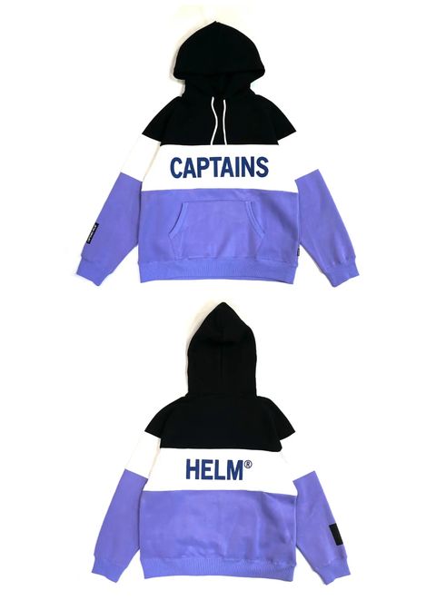 【ラスト1点】TM LOGO SWITCH HOODIE (BLACK×WHITE×LAVENDER) / 配色切り替え スウェットパーカー