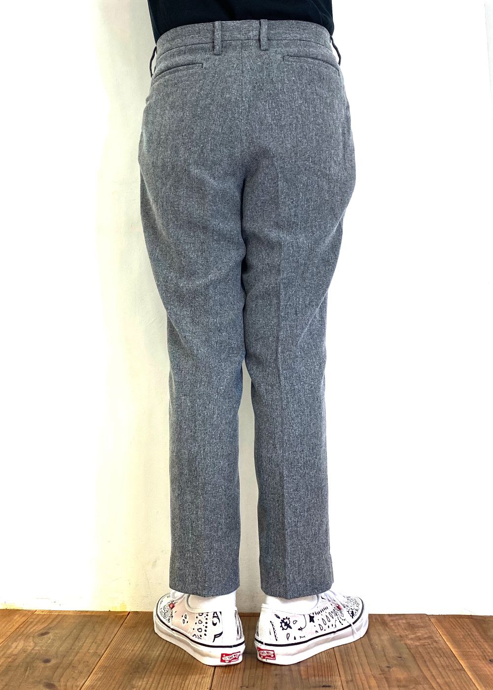 VINTAGE TYPE HERRINGBONE SLACKS (CHARCOAL) / ヴィンテージ タイプ ヘリンボーン スラックス