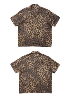 【ラスト1点】R9 LEOPARD S/S SHIRT (BEIGE) / レオパード オープンカラーシャツ