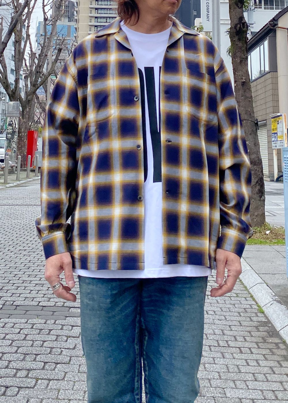 FIVE BROTHER Ex. L/S CHECK SHIRT "VIN" (YELLOW) / ファイブ ブラザー コラボ チェック シャ