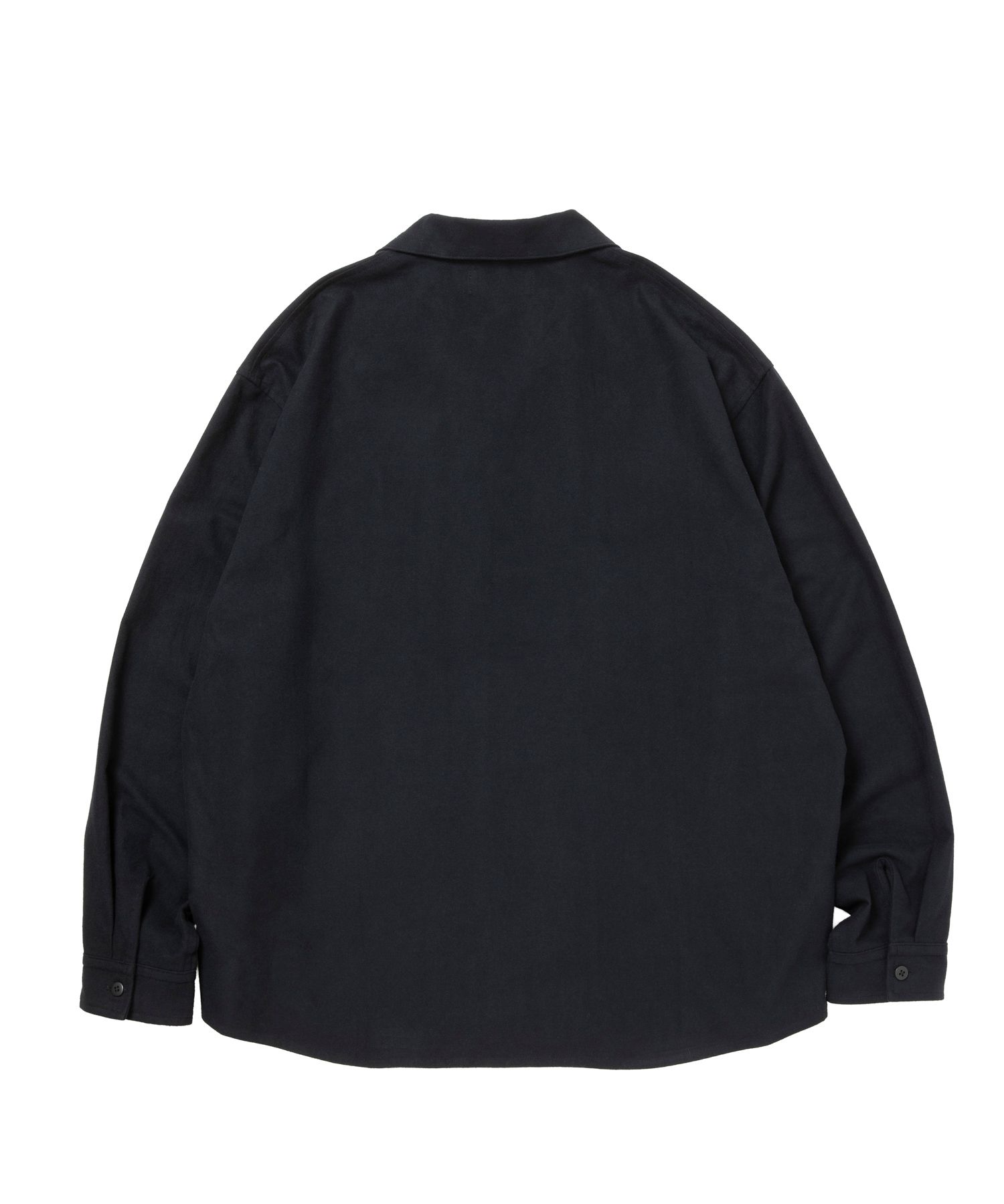 R9 OPEN COLLAR SHIRT (BLACK) / コットン スウェード オープン カラー シャツ