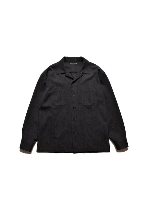 【ラスト1点】Salt'n Peppar Wool Open Collar L/S SH (CGR) / ソルトアンドペッパー ウール オープンカラーシャツ