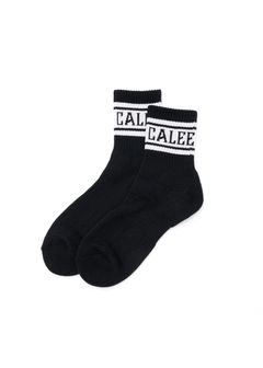 JACQUARD PILE LINE SOCKS (BLACK×WHITE) / オリジナル ラインソックス