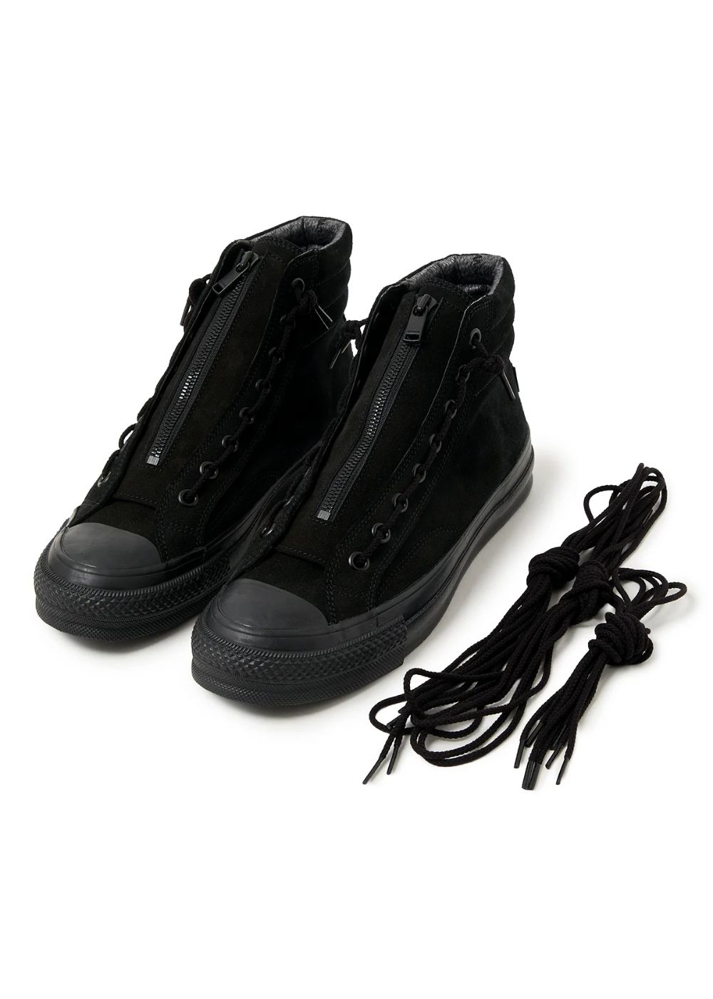 【ラスト1点】× nonnative DWELLER TRAINER 2 HI COW LEATHER WITH GORE-TEX by SPINGLE (BLACK×BLACK) / ノンネイティブ コラボスニーカー