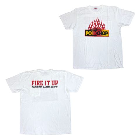 FIRE BLOCK POCKET TEE (WHITE) / ロゴ プリント ポケットTシャツ