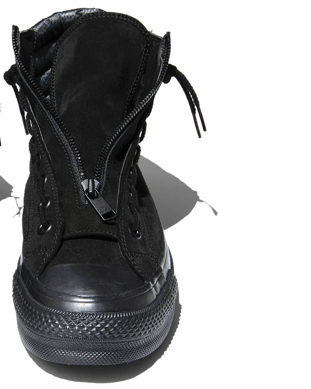 × nonnative DWELLER TRAINER 2 HI COW LEATHER WITH GORE-TEX by SPINGLE (BLACK×BLACK) / ノンネイティブ コラボスニーカー