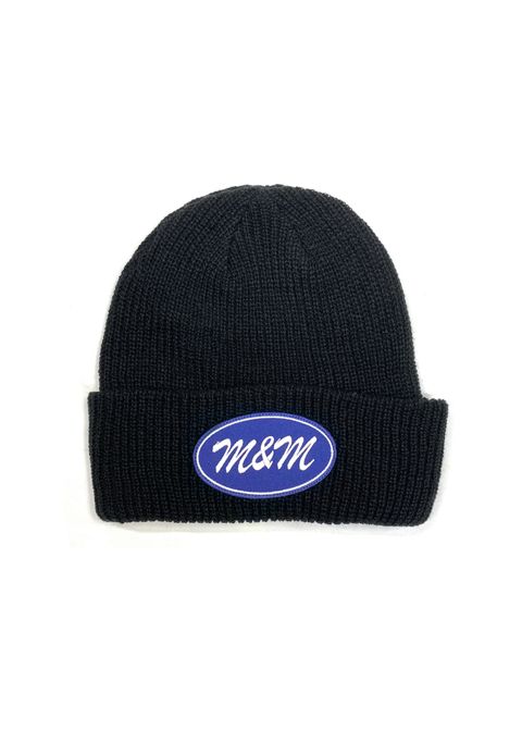 KNIT CAP (BLACK) / ロゴ ワッペン ニットキャップ