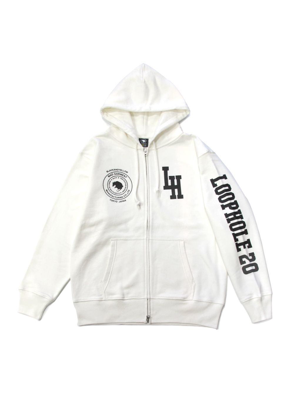 ↓RATS スウェットジップジャケット ラッツ 未使用 RATS - LOOPHOLE 20th ANNIVERSARY SWEAT ZIP HOODIE (WHITE