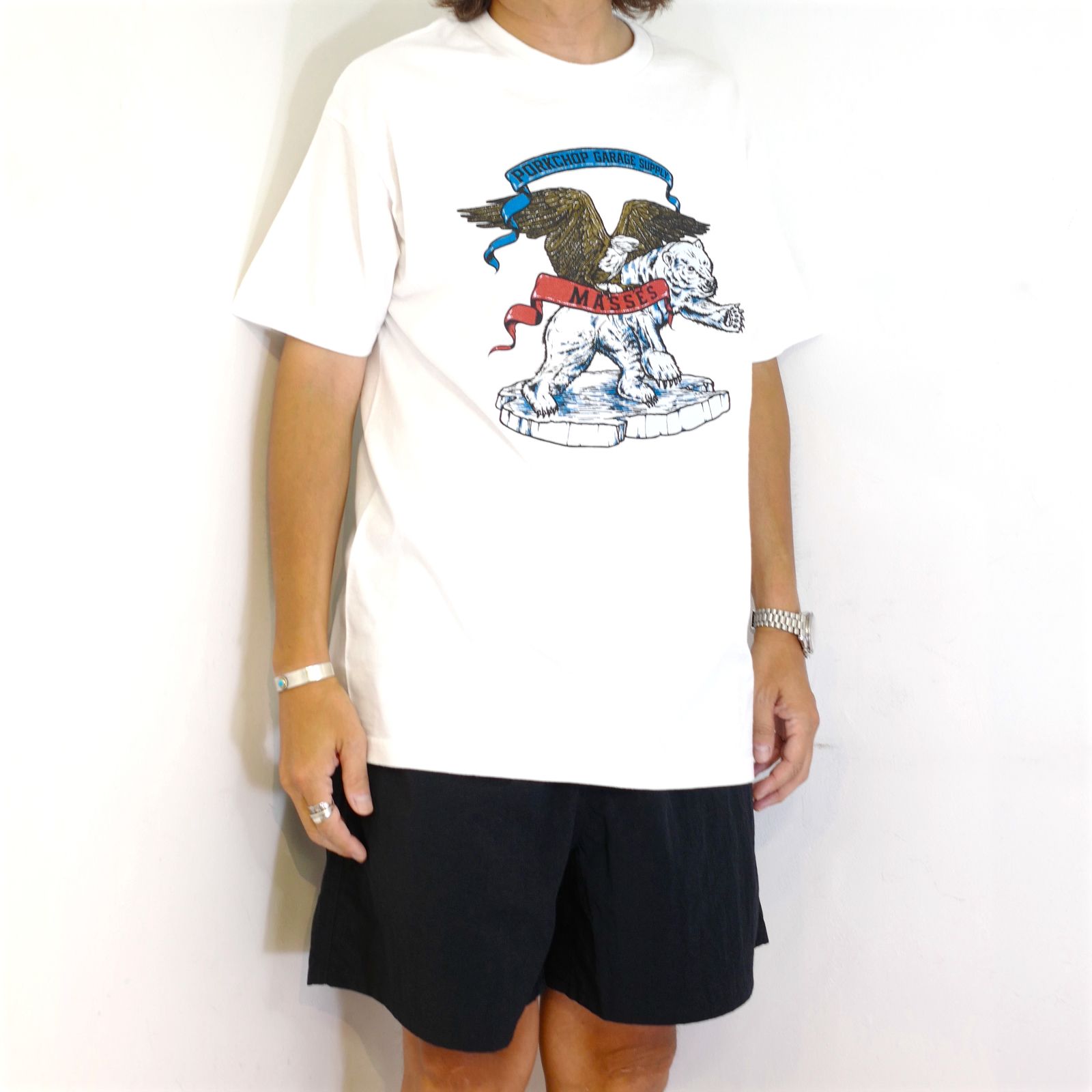 【ラスト1点】POLAR BEAR P (×MASSES) (WHITE) / マシス コラボレーション Tシャツ