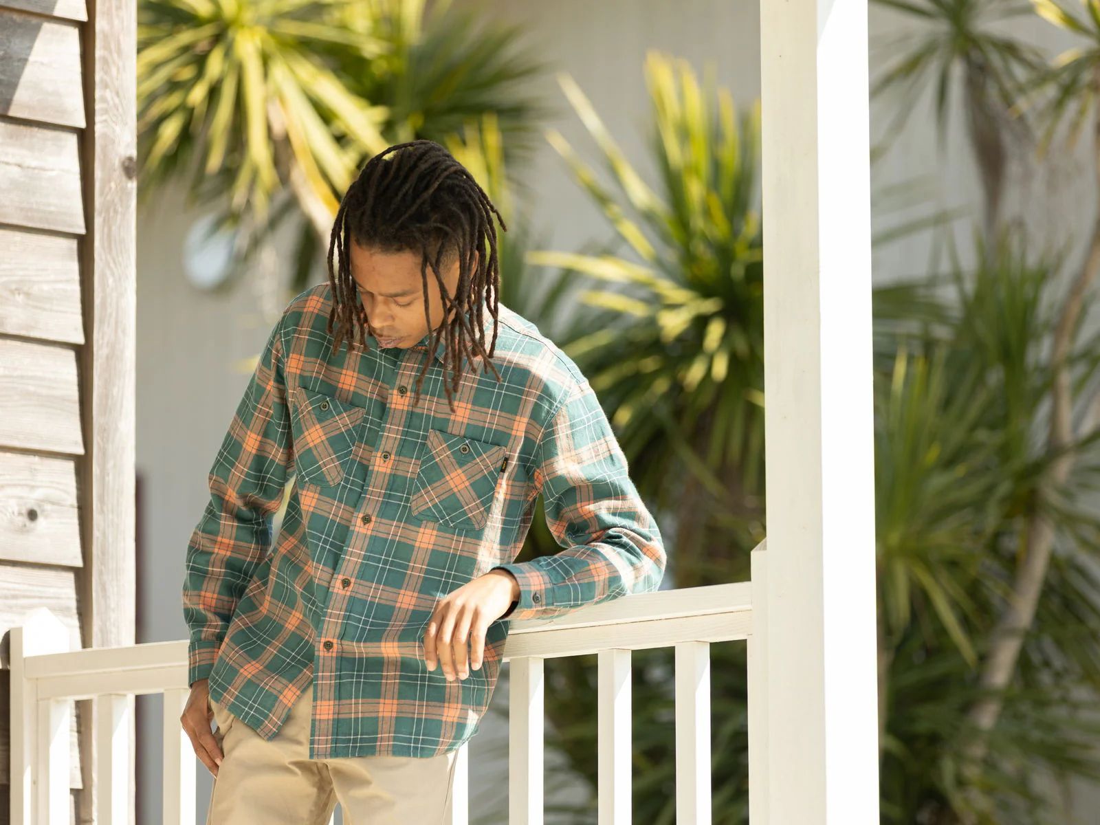 COTTON LINEN CHECK SHIRT (GREEN CHECK) / チェック コットン リネン ネルシャツ
