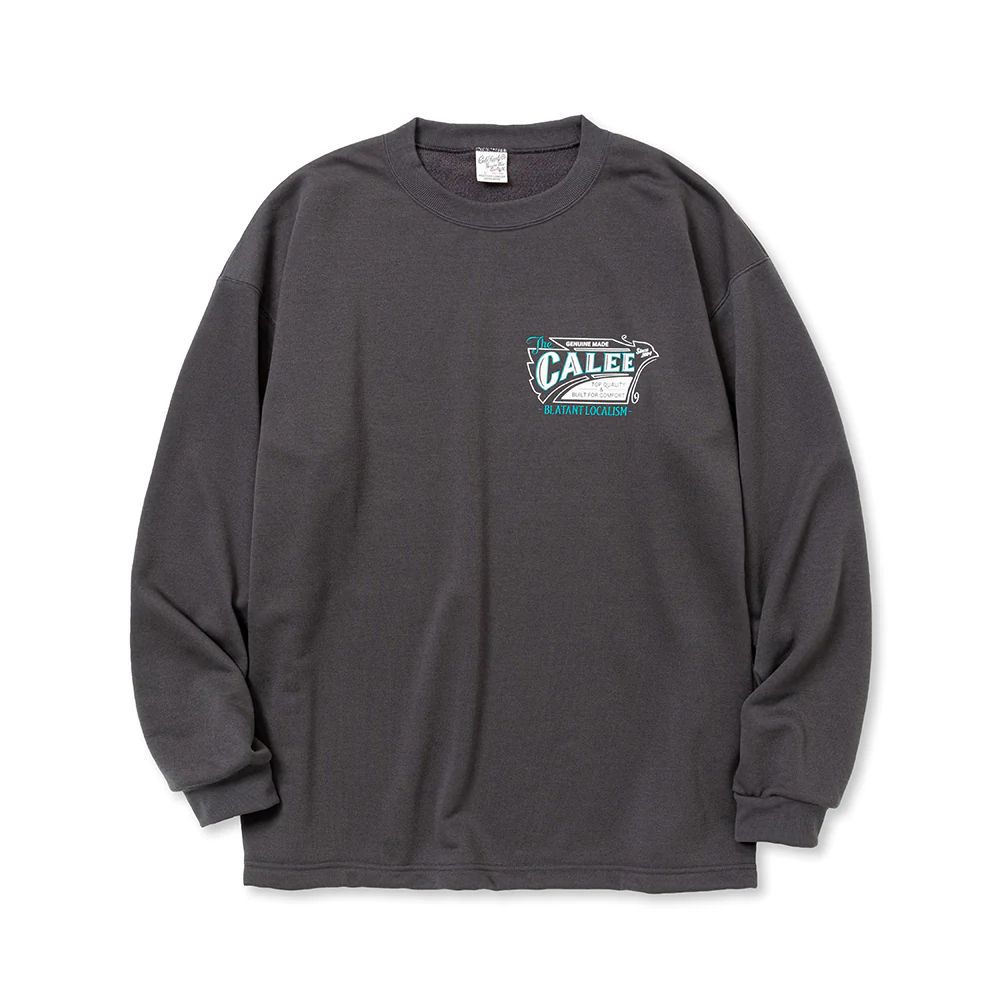 AEROKNOT OLD SIGN BOARD L/S SW TEE ＜NATURALLY PAINT DESIGN＞ (CHARCOAL) / オールドサインボード オリジナル クルーネック スウェット