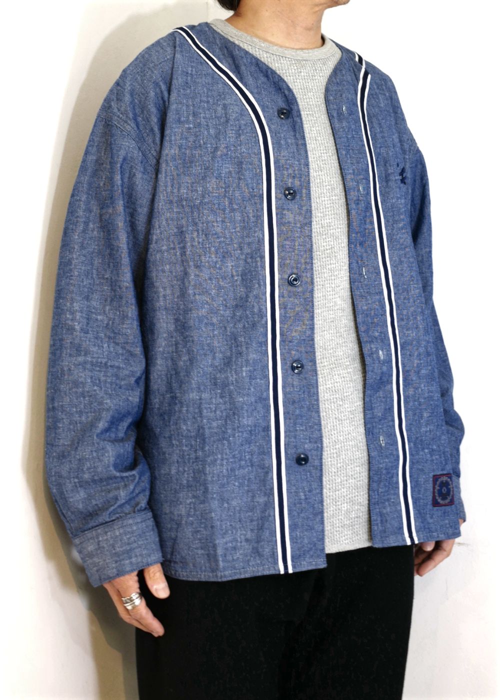 M&M CUSTOM PERFORMANCE - ×MASSES BASEBALL SHIRT L/S (INDIGO) / マシス コラボレーション  ベースボールシャツ | LOOPHOLE