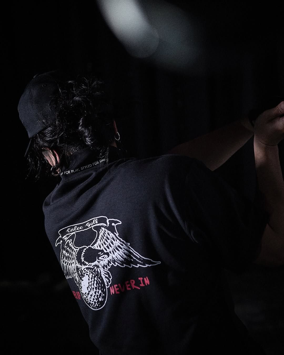 CALEE × ovys MOCK NECK BACK MESH S/S TEE ＜B TYPE＞（BLACK