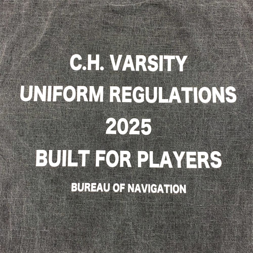 C.H. VARSITY POCKET SS TEE (WASHED BLACK) / ロゴ プリント ピグメント Tシャツ