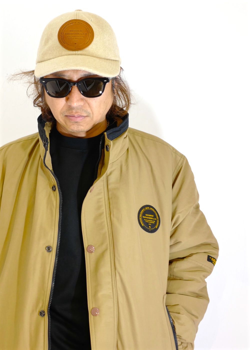 RATS - 【ラスト1点】WOOL LEATHER PATCH CAP (BEIGE) / レザー