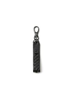 【ラスト1点】STUDS LEATHER FLAT KEY RING (BLACK/BLACK) / スタッズ レザー キーリング