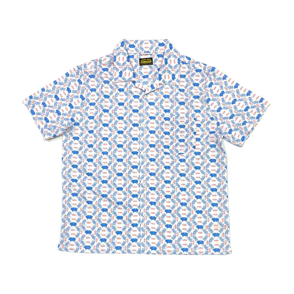 PORKCHOP GARAGE SUPPLY 新作販売告知 / 人気グラフィックを散りばめた総柄シャツはサラッとした着心地が魅力的。