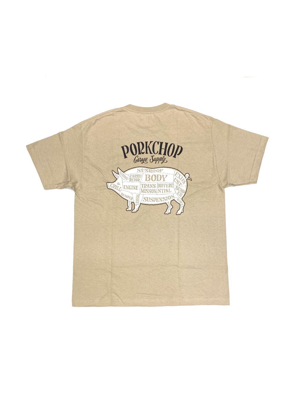 PORK BACK TEE (SAND) / ポークバック ロゴ Tシャツ