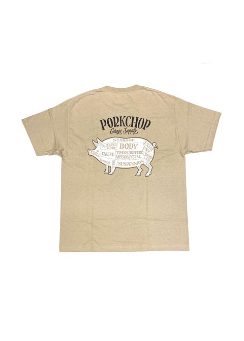PORK BACK TEE (SAND) / ポークバック ロゴ Tシャツ