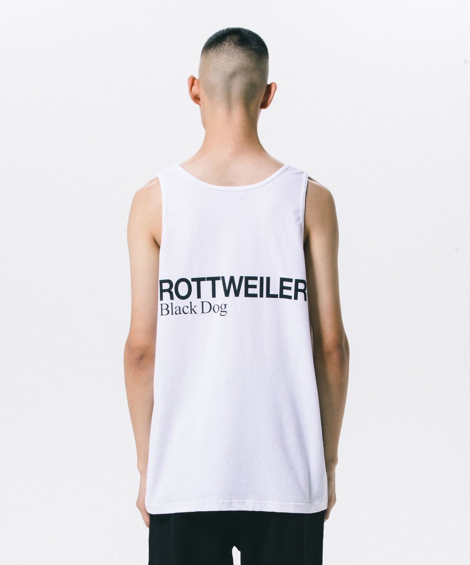 ROTTWEILER - 2 LINE TANK TOP (WHITE) / プリント タンクトップ