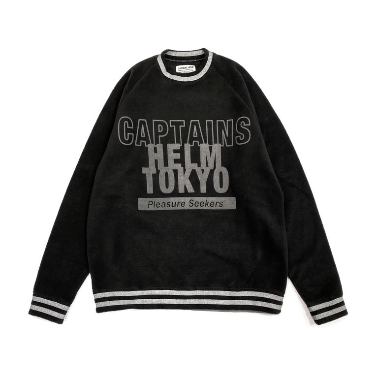 CAPTAINS HELM - P-LINE FLEECE CREW (BLACK) / プリント クルーネック 