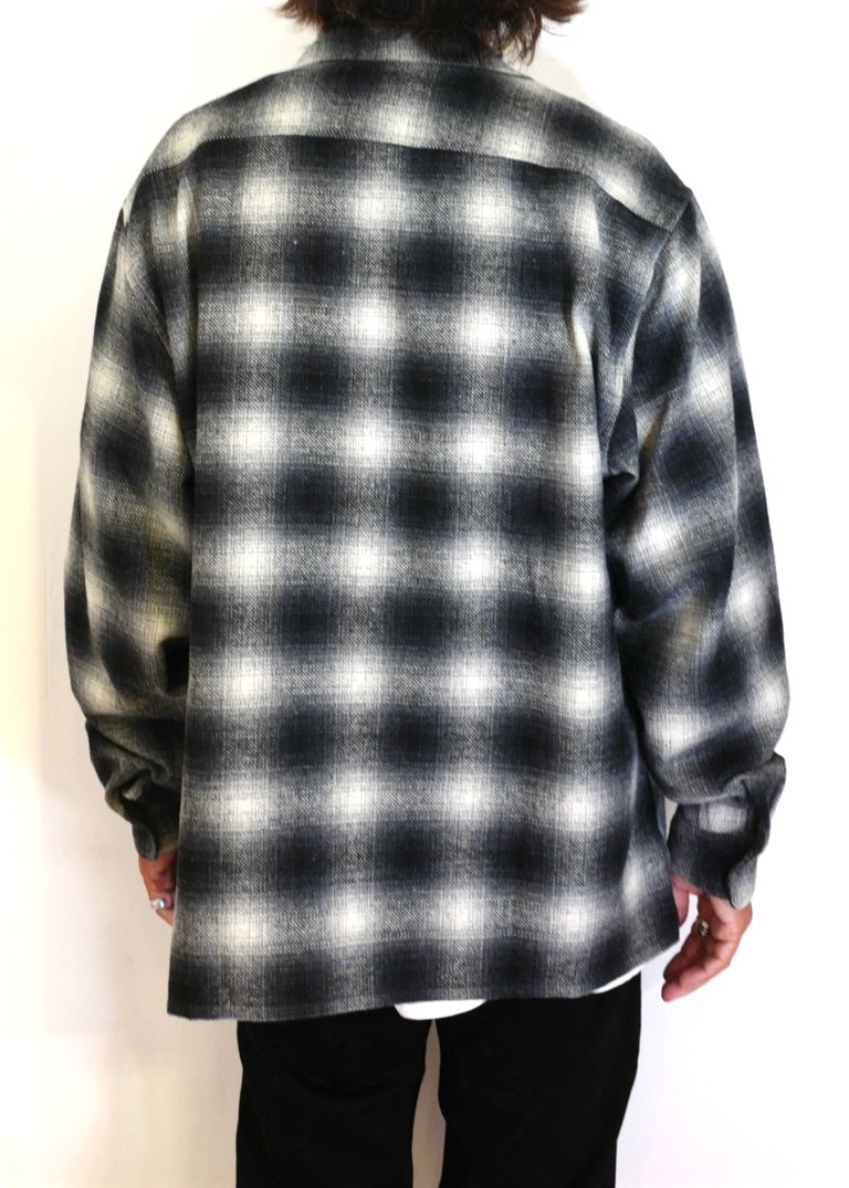 HIDE AND SEEK - WOOL OMBRE CHECK L/S SHIRT (WHITE) / ウール 