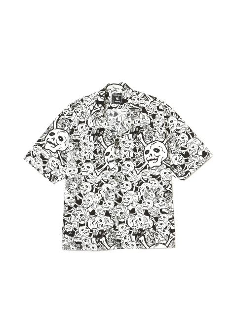 雑踏髑髏 S/S shirts (BLACK) / ×横尾忠則 髑髏柄 コラボ シャツ
