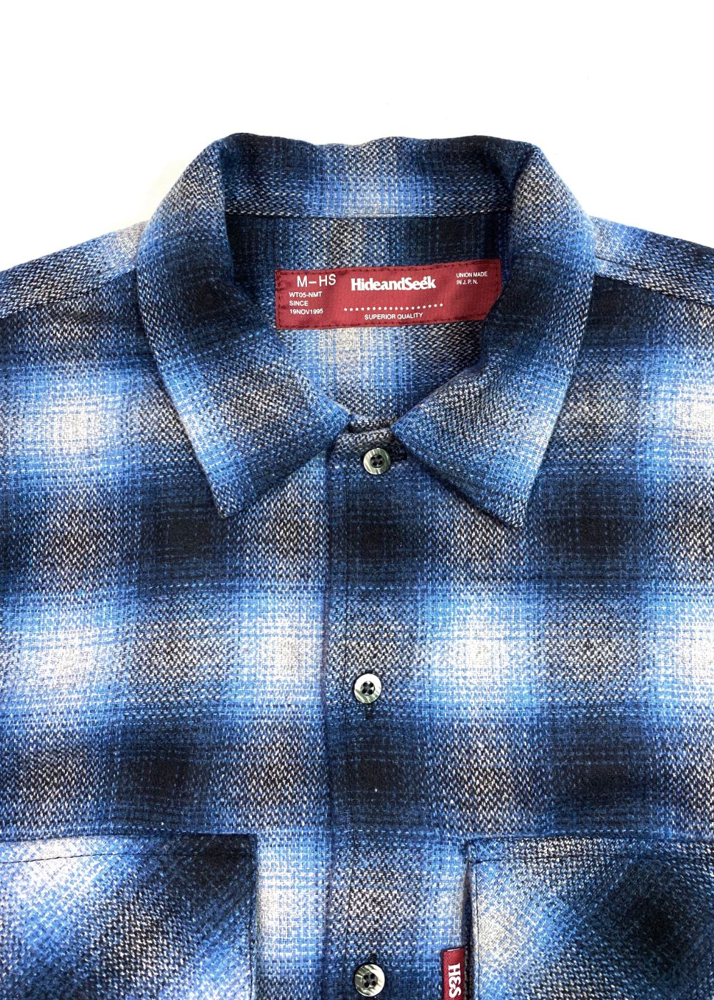 HIDE AND SEEK - WOOL OMBRE CHECK L/S SHIRT (BLUE) / ウール オンブレチェック シャツ |  LOOPHOLE