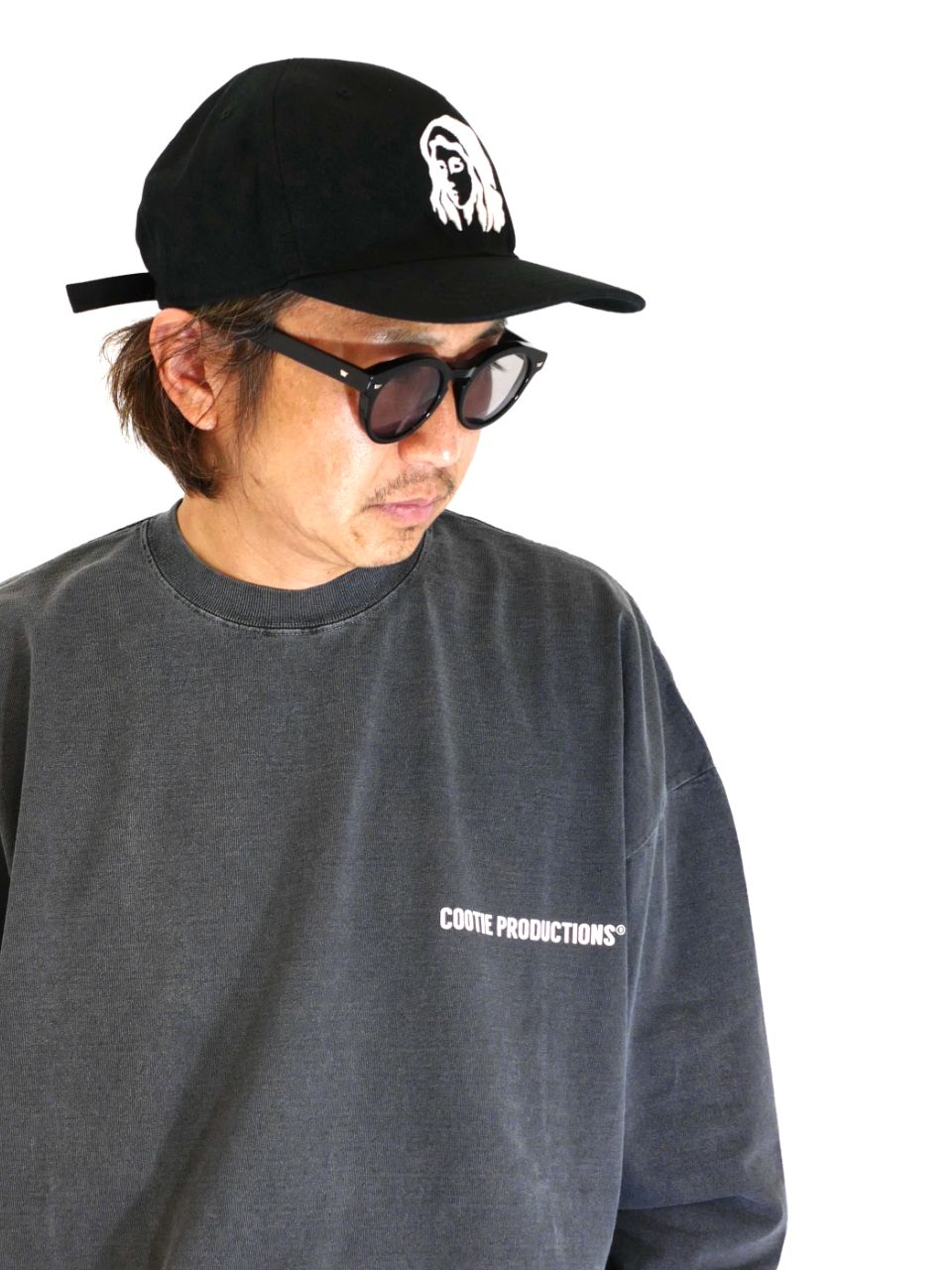 COOTIE PRODUCTIONS - Cotton OX 6 Panel Cap (BLACK-MARY) / 刺繍 