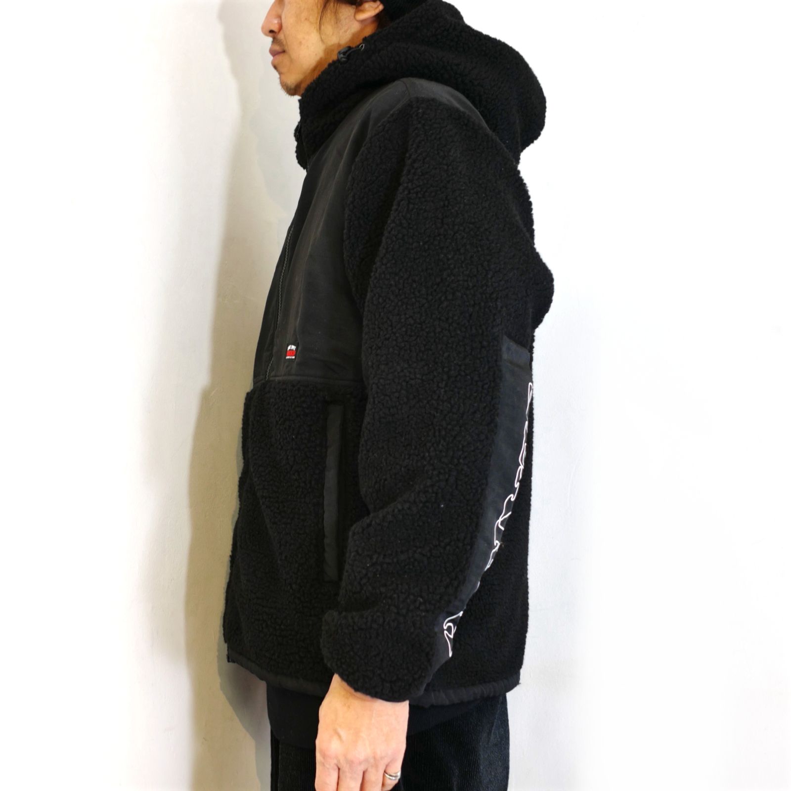 PORKCHOP - BOA FLEECE ZIP UP HOODIE (BLACK) / ボアフリース ジップ 