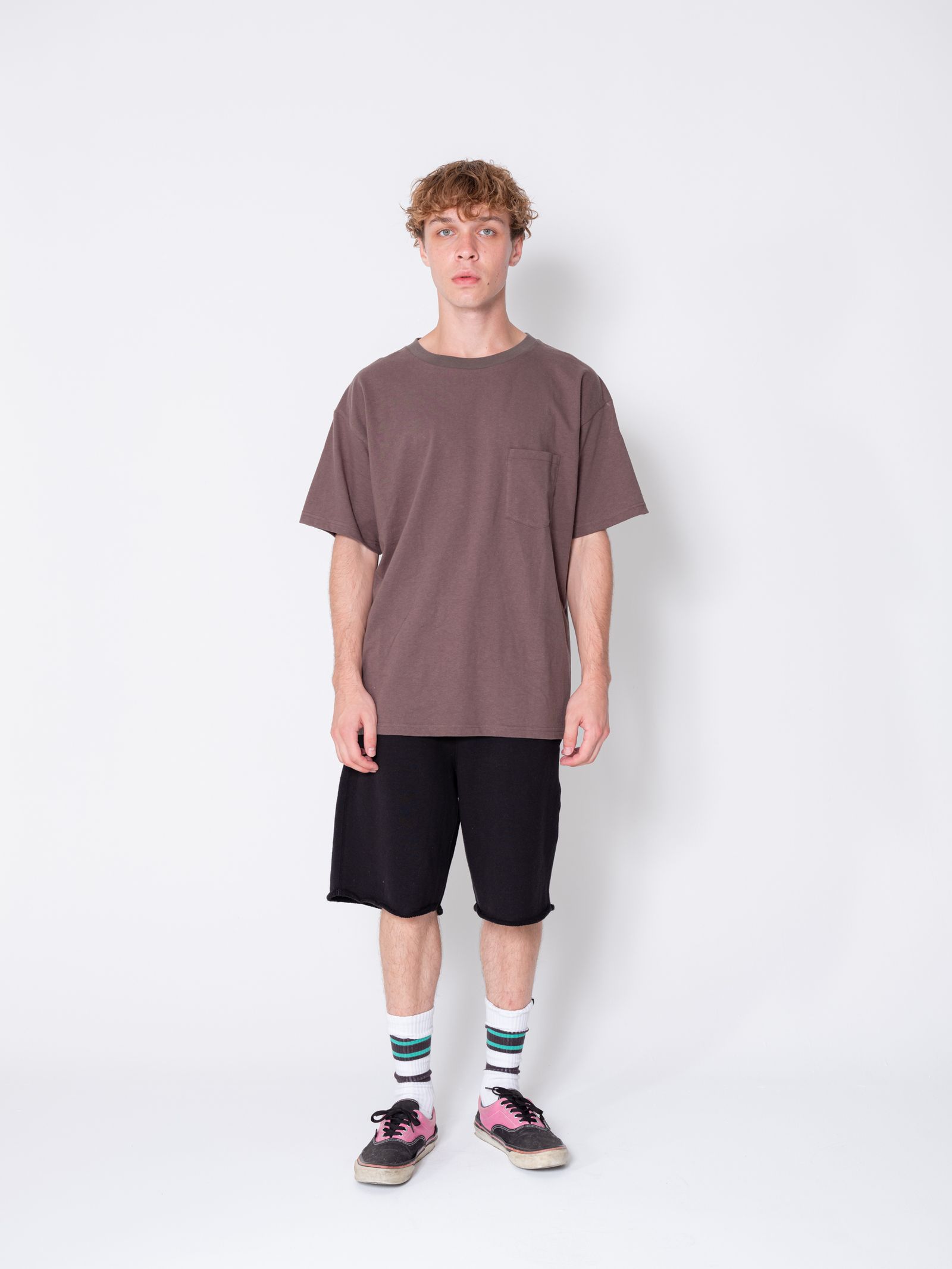 VELVA SHEEN Ex.S/S POCKET TEE "PIERCE" (CHARCOAL) / ベルバシーン コラボ ポケットTシャツ
