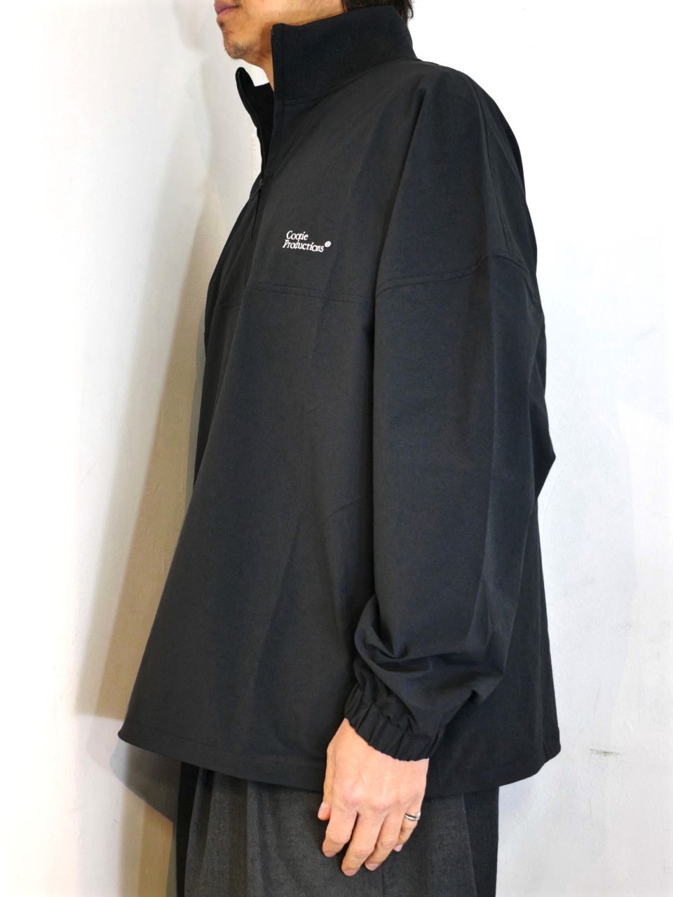 COOTIE PRODUCTIONS - Nylon Light Cloth Half Zip L/S Tee (BLACK) / ナイロン ハーフジップ  ジャケット | LOOPHOLE