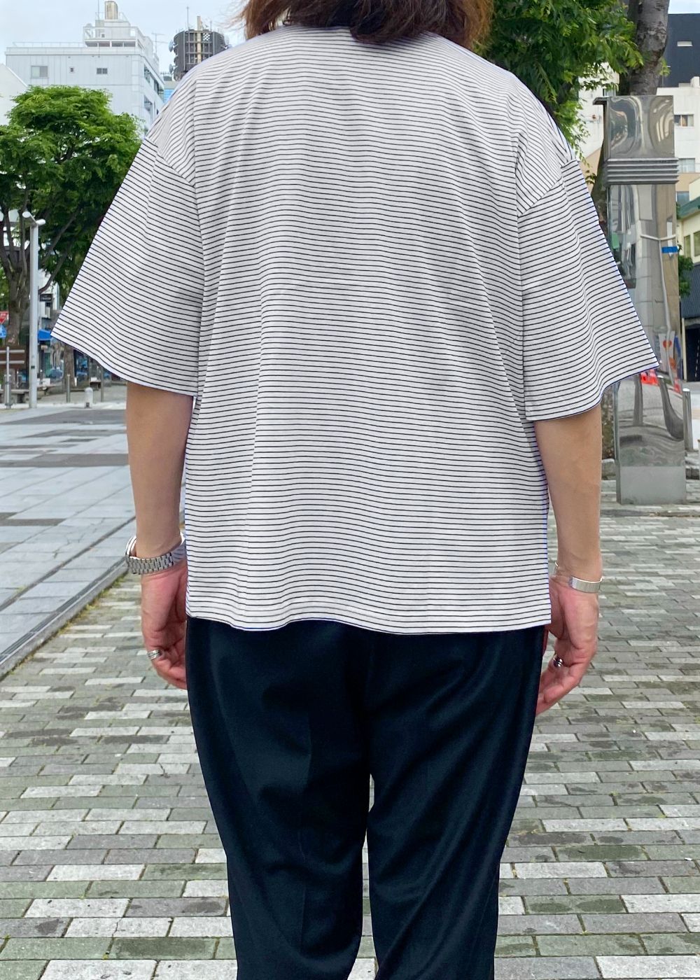 Micro Border Loose Crewneck T-SH (WPT) / オリジナル ボーダー ワイド Tシャツ