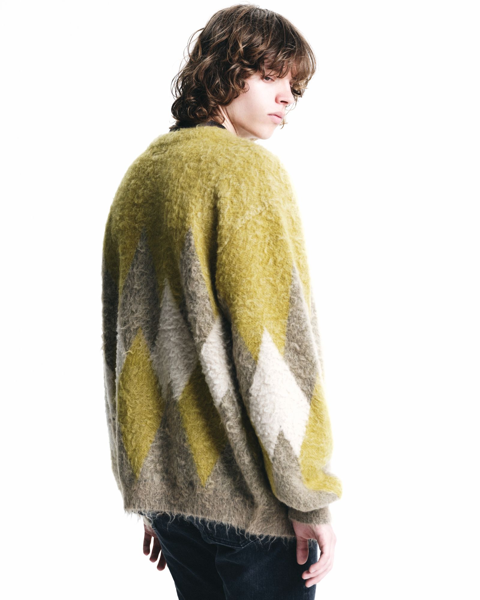Mohair Argyle Knit Cardigan (YPT) /  アーガイル モヘアニット カーディガン